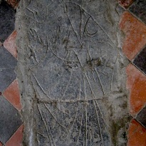 One of several carvings uncovered on the floor representing religous women